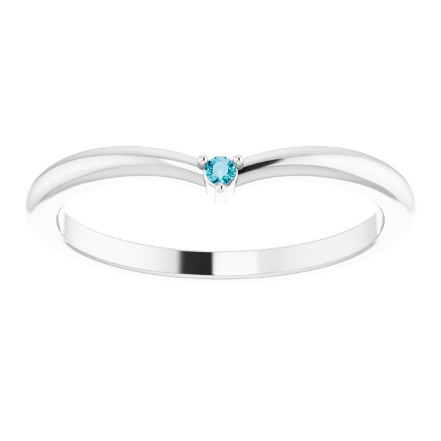 Platinum Natural London Blue Topaz Stackable V Ring