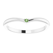 Sterling Silver Natural Green Tourmaline Stackable V Ring