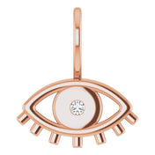14K Rose .02 CT Natural Diamond Evil Eye Charm/Pendant