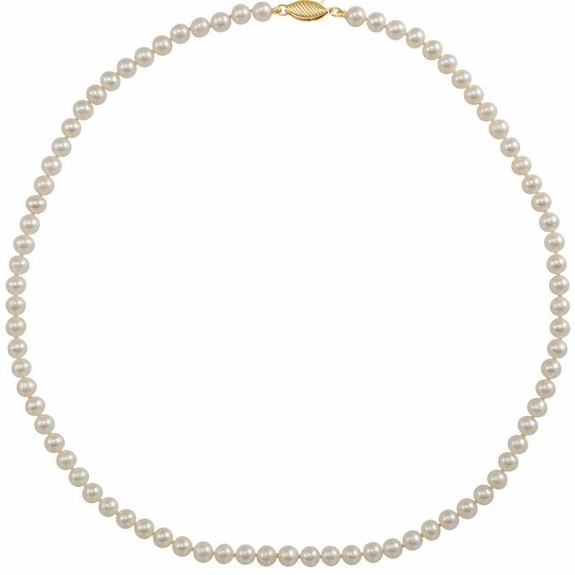 14K Yellow Cultured White Freshwater Pearl 16" Necklace