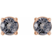 14K Rose 3 mm Natural Gray Spinel Stud Earrings