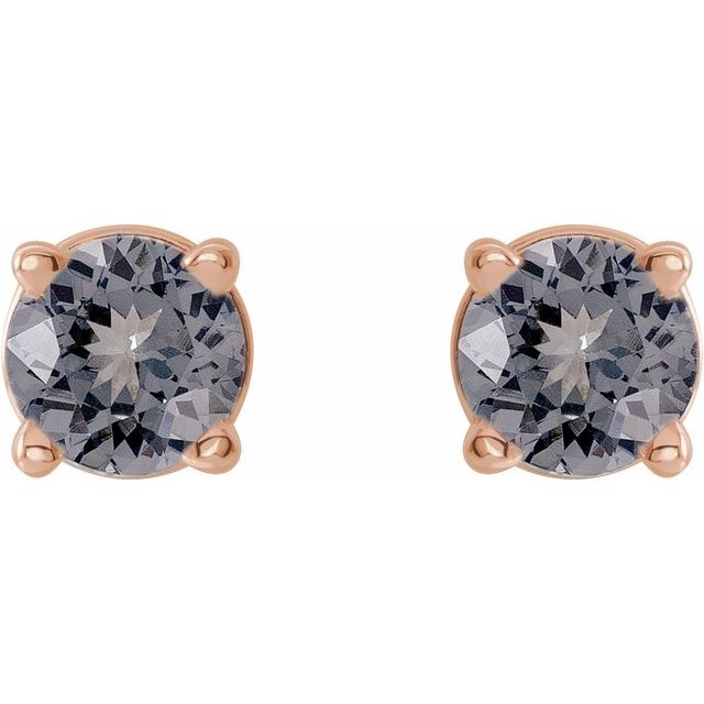14K Rose 3 mm Natural Gray Spinel Stud Earrings