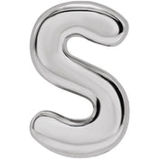 14K White Block Initial S Slide Pendant