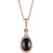 14K Natural Black Onyx & .03 CT Natural Diamond 16-18" Necklace