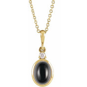 14K Natural Black Onyx & .03 CT Natural Diamond 16-18" Necklace