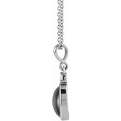 Platinum 8x6 mm Natural Black Onyx & .03 CT Natural Diamond 16-18" Necklace