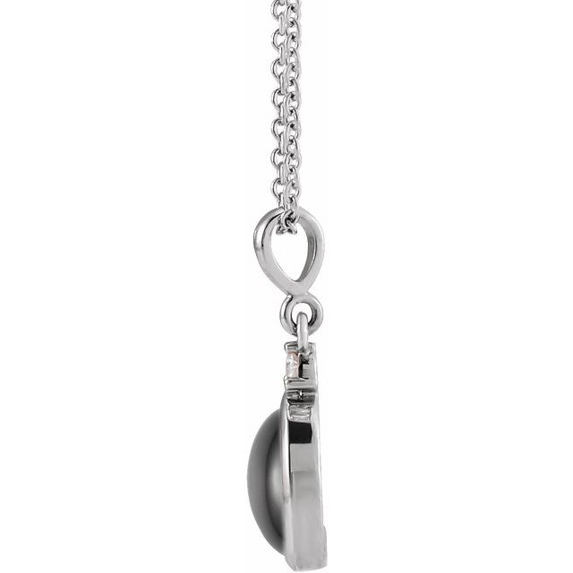 14K Natural Black Onyx & .03 CT Natural Diamond 16-18" Necklace