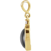 14K Yellow 9x7 mm Natural Black Onyx & .03 CT Natural Diamond Cabochon Pendant