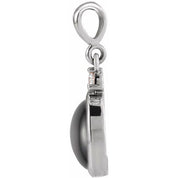 Sterling Silver 5x3 mm Natural Black Onyx & .02 CT Natural Diamond Cabochon Pendant