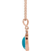 14K Rose 10x8 mm Natural Turquoise & .03 CT Natural Diamond 16-18" Necklace