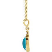 14K Yellow 5x3 mm Natural Turquoise & .03 CT Natural Diamond 16-18" Necklace
