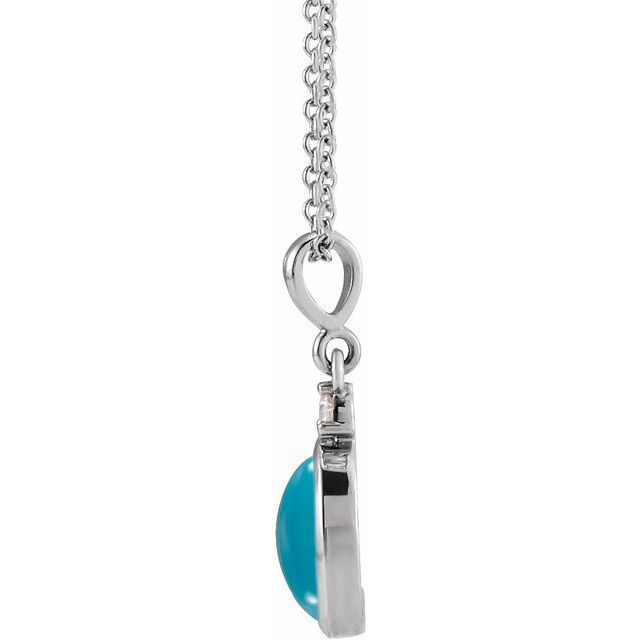 Platinum 12x10 mm Natural Turquoise & .03 CT Natural Diamond 16-18" Necklace