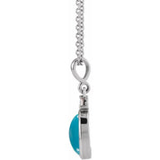14K White 5x3 mm Natural Turquoise & .03 CT Natural Diamond 16-18" Necklace