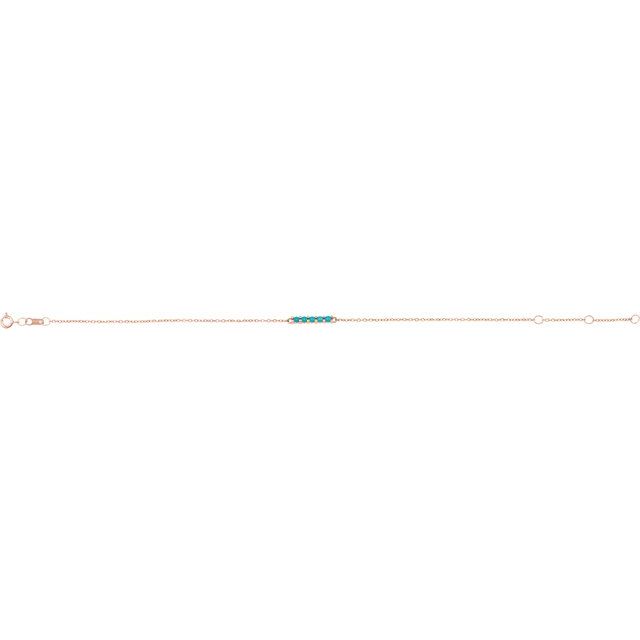 14K Rose Natural Turquoise Bar 6 1/2-7 1/2" Bracelet
