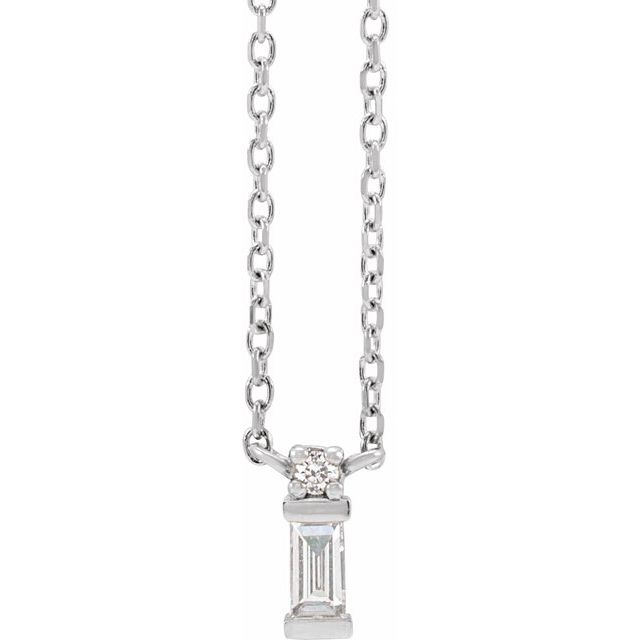 Sterling Silver .07 CTW Natural Diamond Bar 18" Necklace
