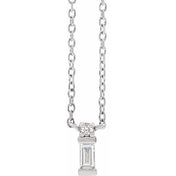 14K White .07 CTW Natural Diamond Bar 18" Necklace