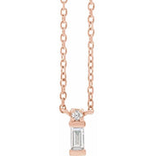 14K Rose .07 CTW Natural Diamond Bar 18" Necklace