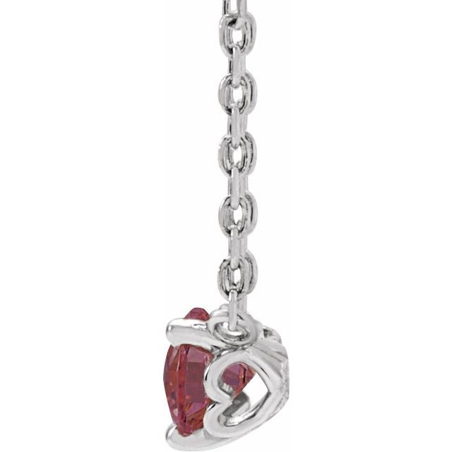 Sterling Silver Natural Rhodolite Garnet Solitaire 18" Necklace