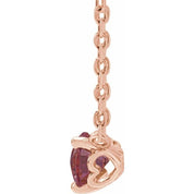 14K Rose Natural Rhodolite Garnet Solitaire 18" Necklace