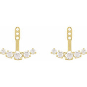 14K Yellow 1 CTW Lab-Grown Diamond Curved Bar Earring Jackets