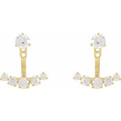 14K Yellow 1 CTW Lab-Grown Diamond Curved Bar Earring Jackets