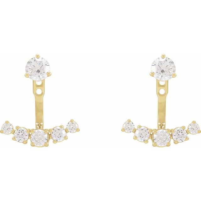 14K Yellow 1 CTW Lab-Grown Diamond Curved Bar Earring Jackets