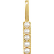 14K Yellow Cultured White Freshwater Pearl Initial I Charm/Pendant