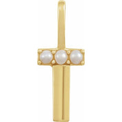 14K Yellow Cultured White Freshwater Pearl Initial T Charm/Pendant