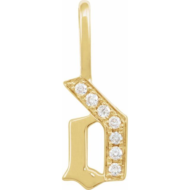 14K Yellow Gold .05 CTW Natural Diamond Gothic Initial D Charm/Pendant