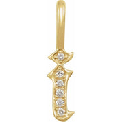 14K Yellow .05 CTW Natural Diamond Gothic Initial I Charm/Pendant