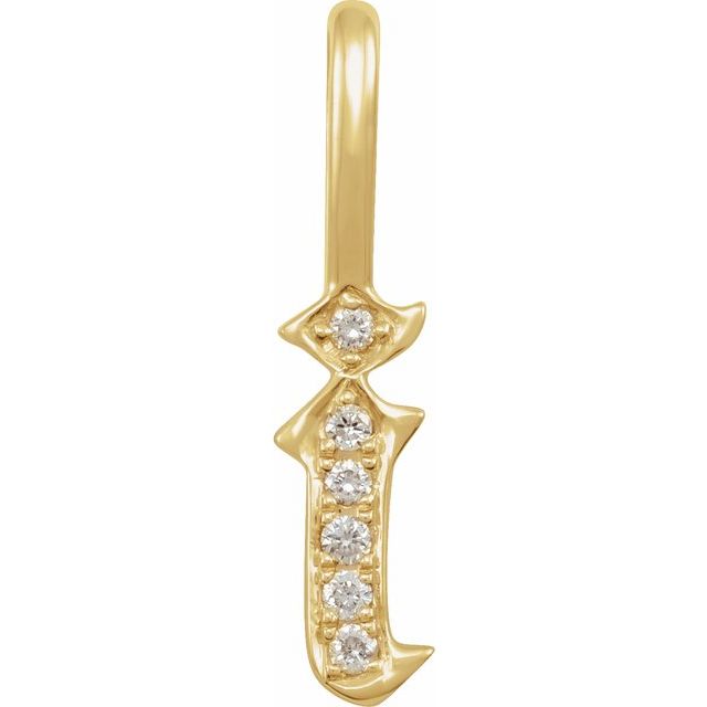 14K Yellow .05 CTW Natural Diamond Gothic Initial I Charm/Pendant