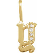 14K Yellow .035 CTW Natural Diamond Gothic Initial Y Charm/Pendant