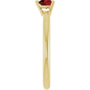 14K Yellow Natural Mozambique Garnet Heart Solitaire Ring