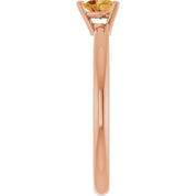 14K Rose Natural Citrine Heart Solitaire Ring