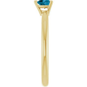 14K Yellow Natural London Blue Topaz Heart Solitaire Ring
