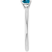 14K White Natural London Blue Topaz Heart Solitaire Ring