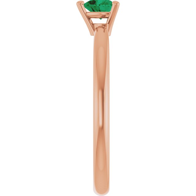 14K Rose Lab-Grown Emerald Heart Solitaire Ring
