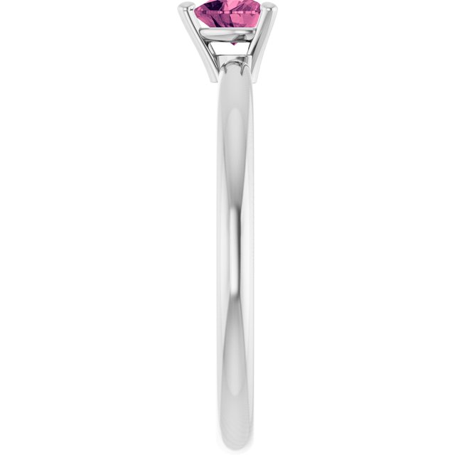 Sterling Silver Natural Pink Tourmaline Heart Solitaire Ring