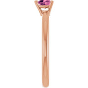 14K Rose Natural Pink Tourmaline Heart Solitaire Ring