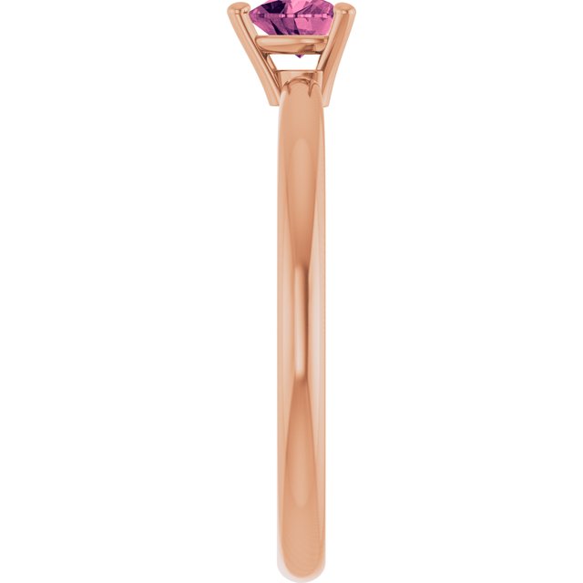 14K Rose Natural Pink Tourmaline Heart Solitaire Ring