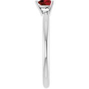 14K White Natural Mozambique Garnet Heart Solitaire Ring