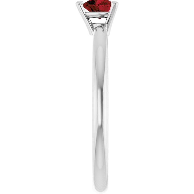 14K White Natural Mozambique Garnet Heart Solitaire Ring