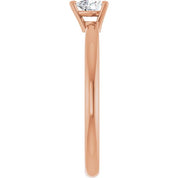 14K Rose Natural White Sapphire Heart Solitaire Ring