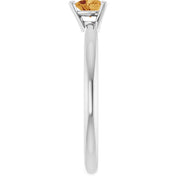 Platinum Natural Citrine Heart Solitaire Ring