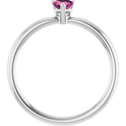 Sterling Silver Natural Pink Tourmaline Heart Solitaire Ring