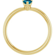 14K Yellow Natural London Blue Topaz Heart Solitaire Ring