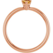 14K Rose Natural Citrine Heart Solitaire Ring