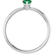 14K White Lab-Grown Emerald Heart Solitaire Ring