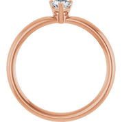 14K Rose Natural White Sapphire Heart Solitaire Ring