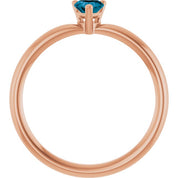 14K Rose Natural London Blue Topaz Heart Solitaire Ring